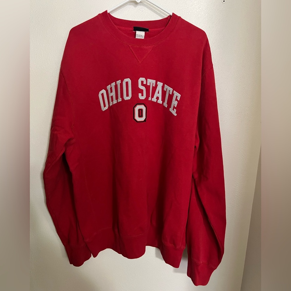CRABLE SPORTS Ohio State University Embroidered Crewneck‎ Red Grey Men's Sz XXL